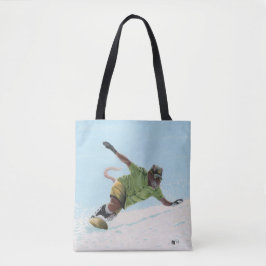 Wererat Snowboarder Fantasy Art Graphic Tote Bag Tygkasse