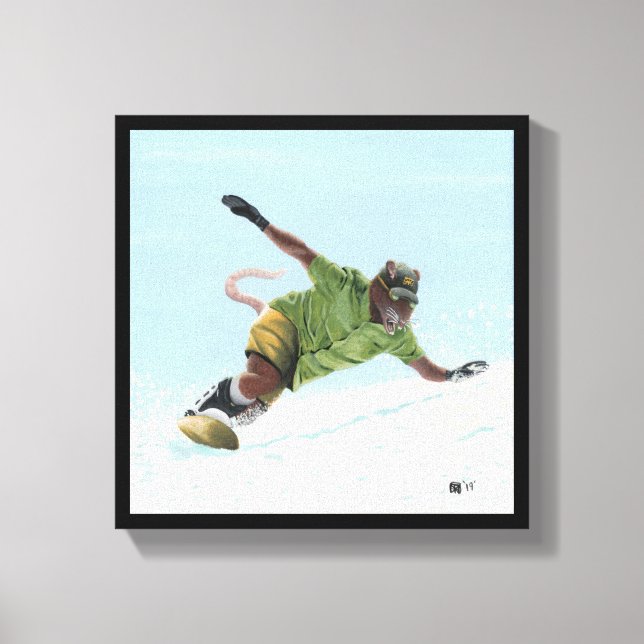 Wererat Snowboarder Fantasy Art Kanvastryck (Framsida)
