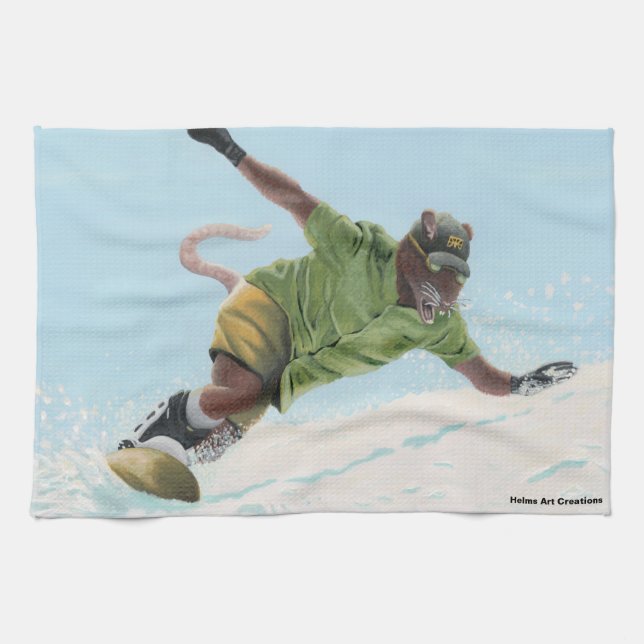 Wererat Snowboarder Fantasy Art Kitchen Towel Kökshandduk (Horisontell)