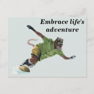 Wererat Snowboarder Sport Fantasy Art Postcard Vykort