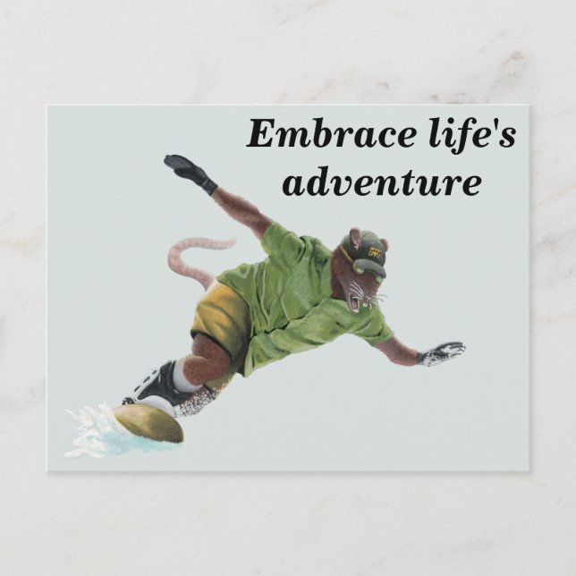 Wererat Snowboarder Sport Fantasy Art Postcard Vykort (Framsida)