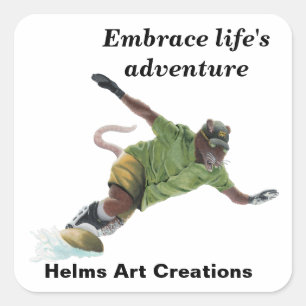 Wererat Snowboarder Sport Fantasy Art Stickers Fyrkantigt Klistermärke