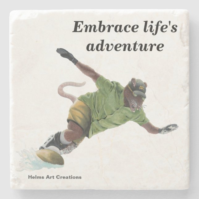 Wererat Snowboarder Sport Fantasy Stone Underlägg (Framsidan)