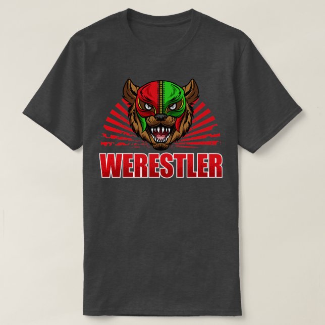Werestler Halloween Mfrågade Lucha Libre Wrestler  T Shirt (Design framsida)