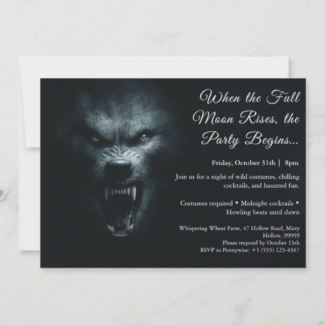 Werevarg Howl Halloween Costume Party-inbjudan Inbjudningar (Framsida)