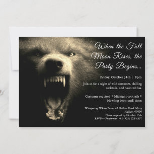 Werevarg Howl Halloween Costume Party-inbjudan Inbjudningar