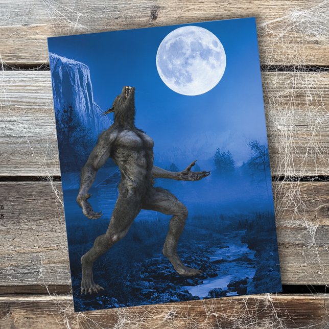 Werevarg Måne Landcape halloween Vykort (Skapare uppladdad)