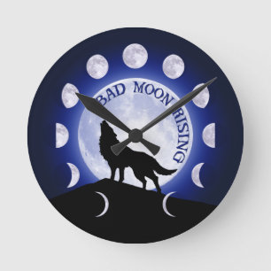 Werevarg Måne Phase Bad Måne Clock Rund Klocka