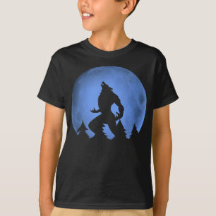 Werevargen Blue Måne varg fullt måne på Halloween T Shirt