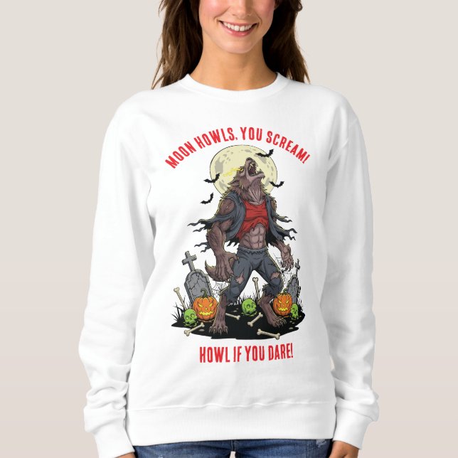 🐺 WerevarHalloween Sweatshirt 🎃 💀 T Shirt (Framsida)