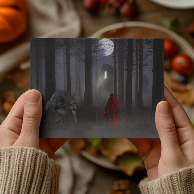 Werevarns Little Red Riding Huva Spooky Vykort (Skapare uppladdad)