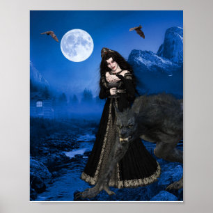 Werevarv Vampire Enchantress Halloween Ful Moom Poster