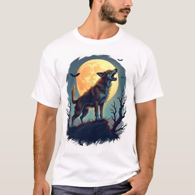 Werewolf Beagle Howl T Shirt (Framsida)