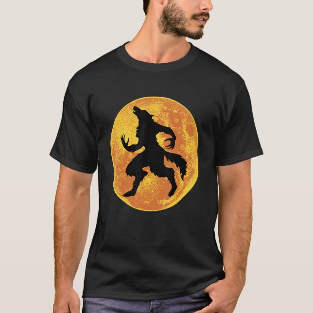 Werewolf Halloween Full Moon Scary Wolf Horror Laz T Shirt (Framsida)