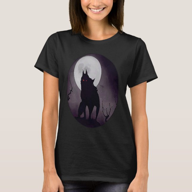 Werewolf Moon Night Horror Full Moon Scary Women M T Shirt (Framsida)
