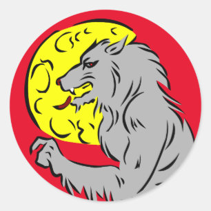 WEREWOLF OCH HELT MOON HALLOWEEN STICKER RUNT KLISTERMÄRKE