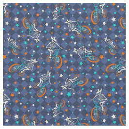 Werewolf Skeletons and BMX Bikes Patterned Tyg