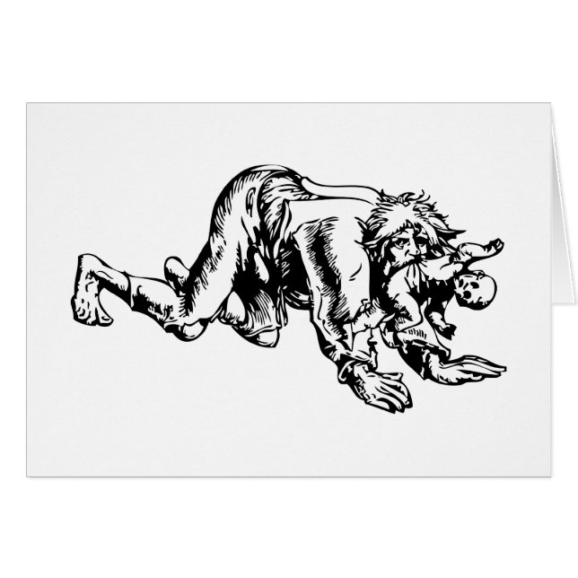 Werewolf som äter babyen hälsningskort (Framsidan Horizontal)