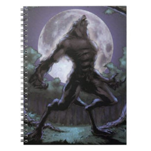 Werewolf som tjuter på månen anteckningsbok med spiral
