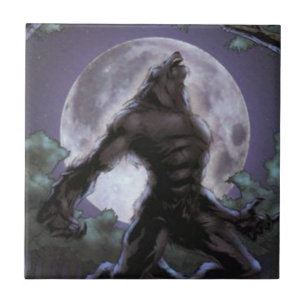 Werewolf som tjuter på månen kakelplatta