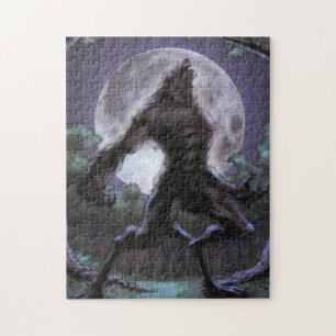 Werewolf som tjuter på månen pussel