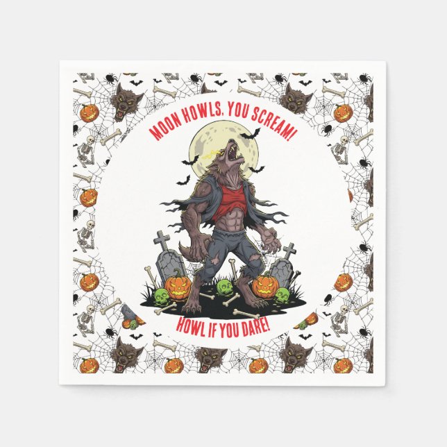 🐺 WereWolHalloween Napkins 🎃 💀 Pappersservett (Framsidan)
