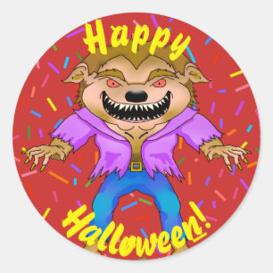 WereWolHalloween Stickers Runt Klistermärke