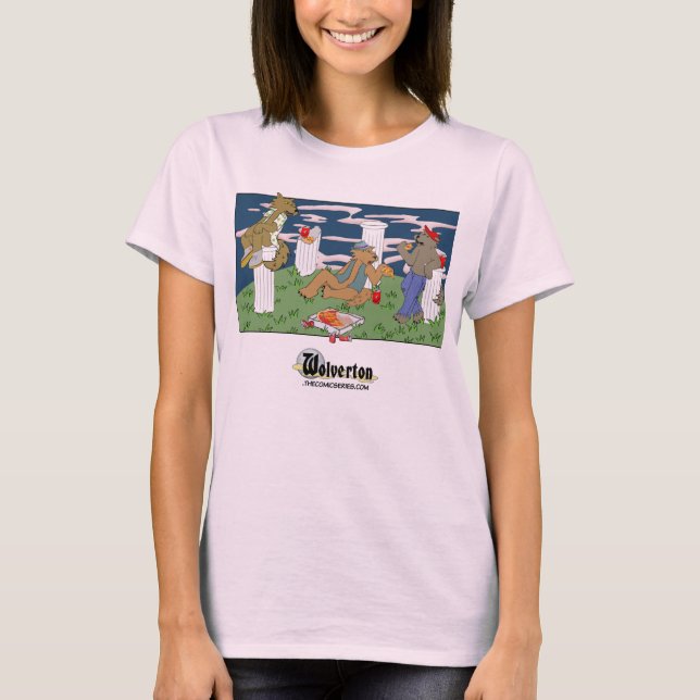 Werewolves Havin Pizza T-Shirt (Framsida)