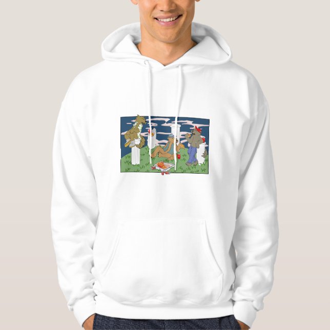 Werewolves Having Pizza Men's Hoodie (Framsida)