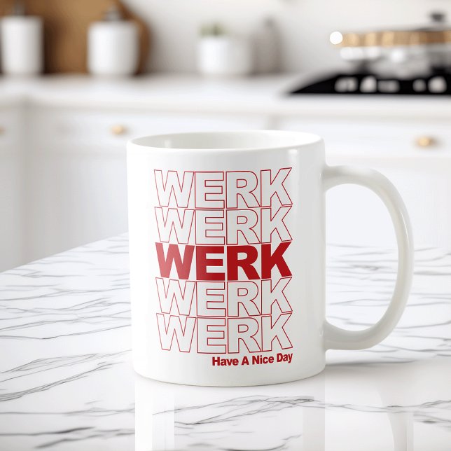 Werk Red Typography Kaffemugg (Skapare uppladdad)