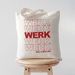 Werk Red Typography Tygkasse