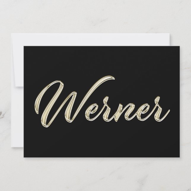 Werner Name white gold Handwriting Karte Kort (Framsida)