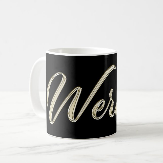 Werner Name whitegold Tasse Teetasse Kaffeetasse Kaffemugg (Framsida vänster)