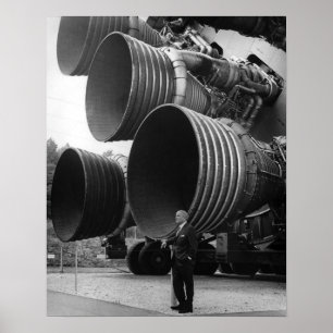 Werner von Bran och Saturnus V-raketen Poster