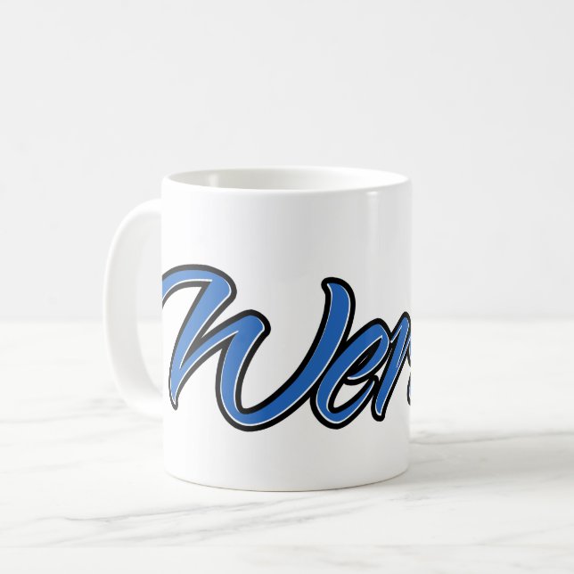 Werner Vorname Name blue Tasse Kaffeetasse Kaffemugg (Framsida vänster)