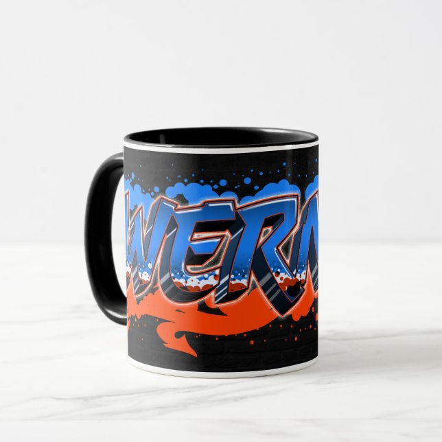 Werner Vorname Name Graffiti blue orange Tasse Mugg (Framsida vänster)