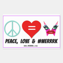 WERRRK.com Peace, Kärlek & #WERRK Sticker Rektangulärt Klistermärke