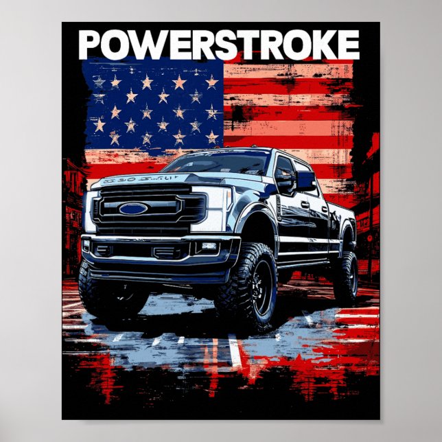 Werstroke Enkelhytt Lastbil Amerikansk Flagga Ny K Poster (Framsidan)