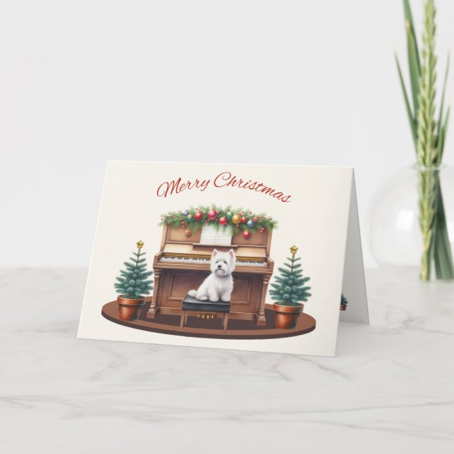 Wesie med Piano God jul Card Kort (Framsida)