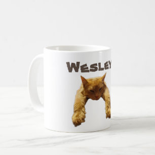 Wesley Namn med lazy-katt, kaffe Mugg