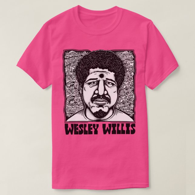 Wesley Willis Retro Stil Fläkt Art Design T Shirt (Design framsida)