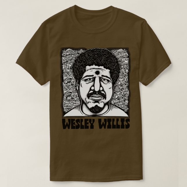 Wesley Willis Retro Stil Fläkt Art Design T Shirt (Design framsida)