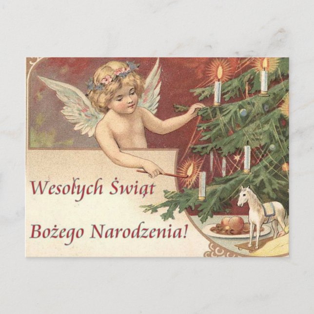 Wesolych Swiat Bozego Narodzenia god jul Helg Vykort (Framsida)