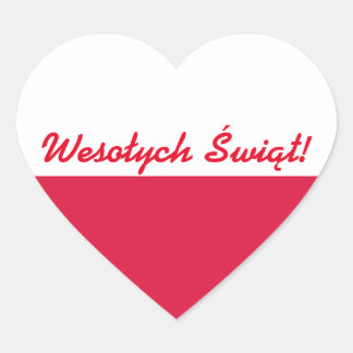 Wesołych Świąt Flaga - God jul på polska Hjärtformat Klistermärke