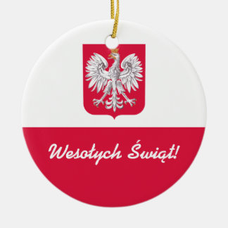 Wesołych Świąt god jul i polskt Julgransprydnad Keramik