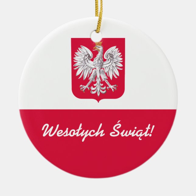 Wesołych Świąt god jul i polskt Julgransprydnad Keramik (Framsidan)