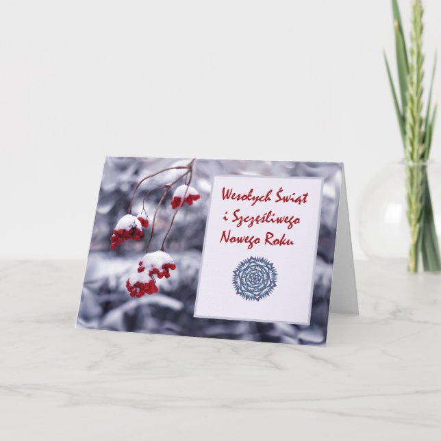 Wesolych Swiat, god jul i polskt, vinter Helgkort (Framsida)
