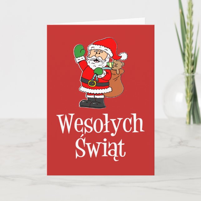 Wesolych Swiat God jul Santa Helgkort (Framsida)