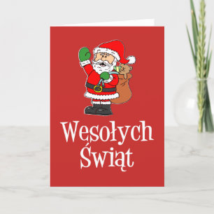 Wesolych Swiat God jul Santa Helgkort