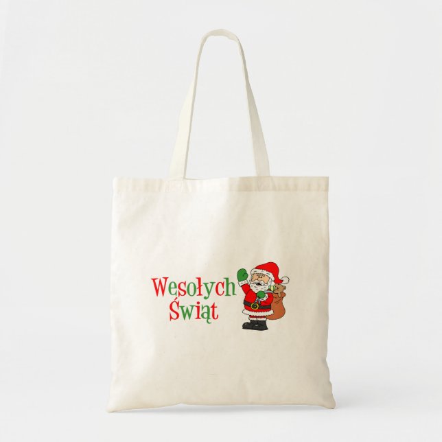 Wesolych Swiat Italienska jultomten Tote Bag Tygkasse (Framsidan)